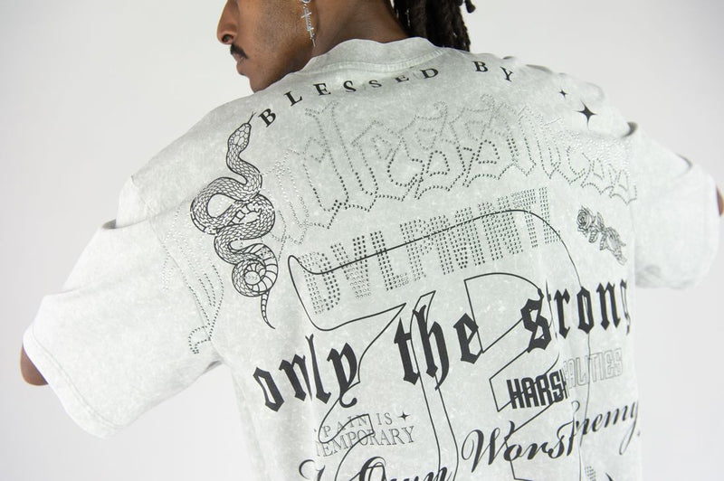 Rebel Denim 'Fearlessness' Cropped T-shirt (Grey) 752-145 - FRESH N FITTED