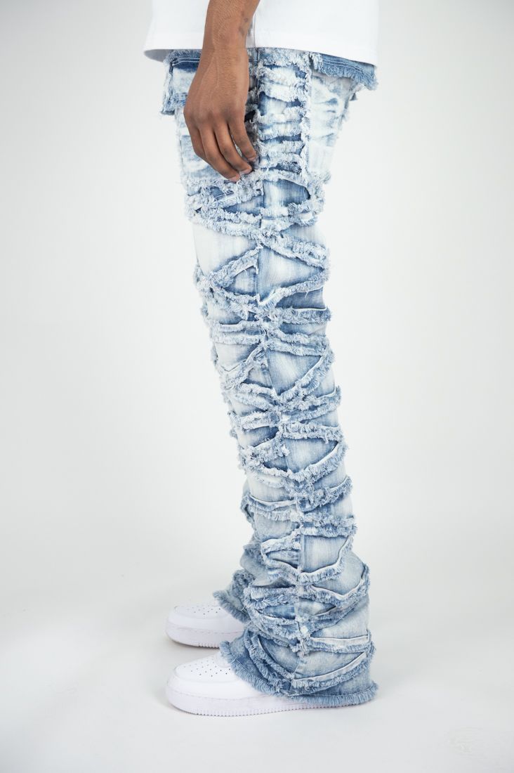 Roar Denim 'X Fray' Stacked Flare Denim (Lt.Blue) G52-641