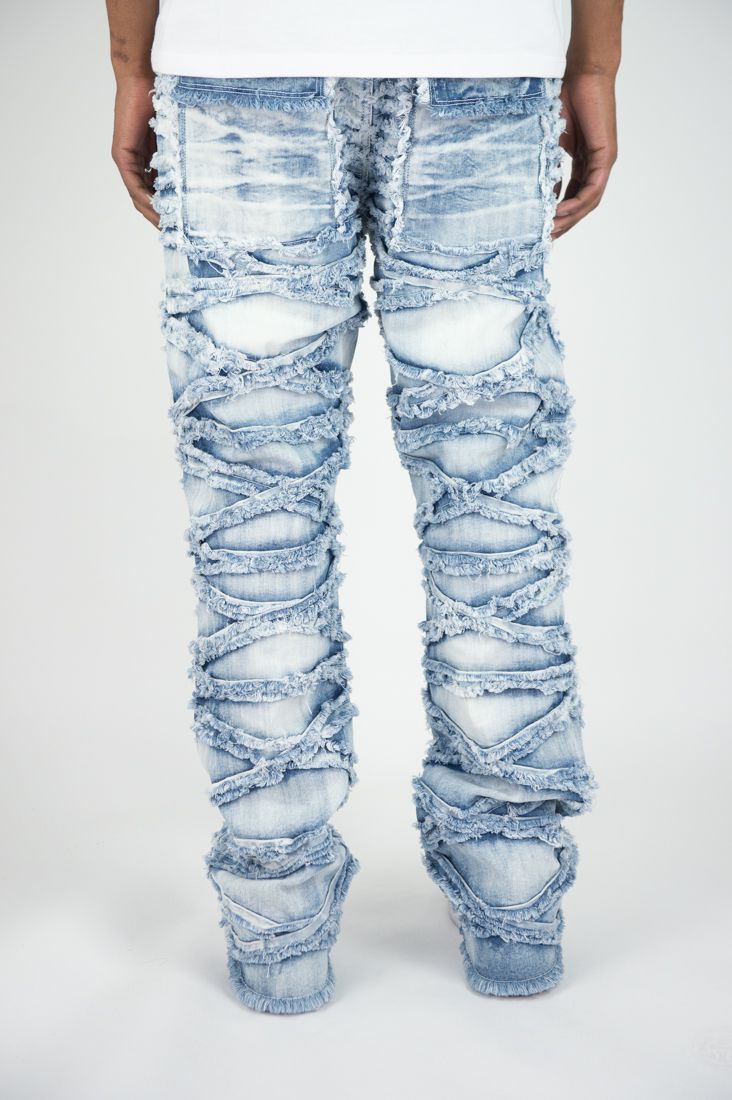 Roar Denim 'X Fray' Stacked Flare Denim (Lt.Blue) G52-641