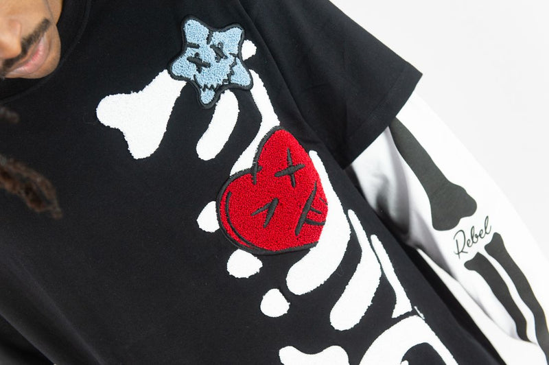 Rebel Minds 'Skeleton Twofer' L/S T-Shirt (Black) 152-242