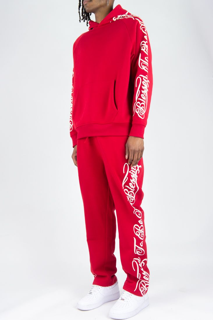Rebel Minds 'Blessed' Fleece Sweatpants (Red) 152-411 - FRESH N FITTED