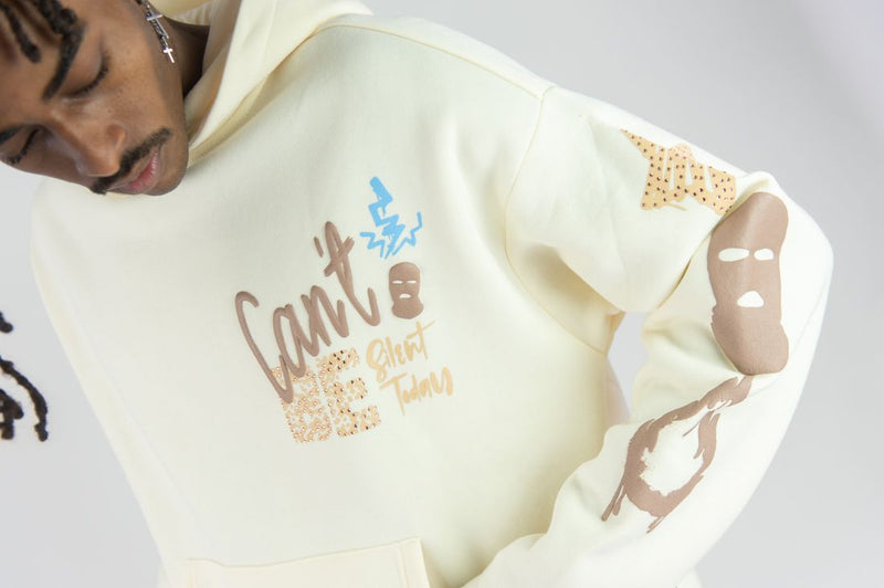 Rebel Minds 'Can't Be' Fleece Cropped Hoodie (Cream) 152-317 - FRESH N FITTED