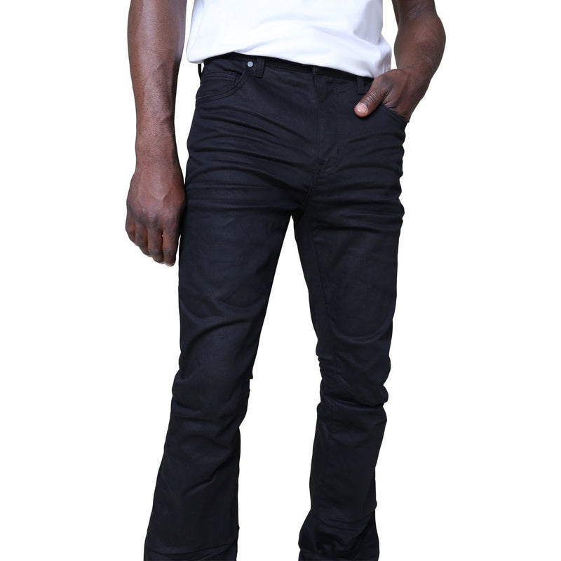 Smoke Rise 'Vintage Wash Clean' Stacked Flare Denim (Jet Black) JP25620 - FRESH N FITTED
