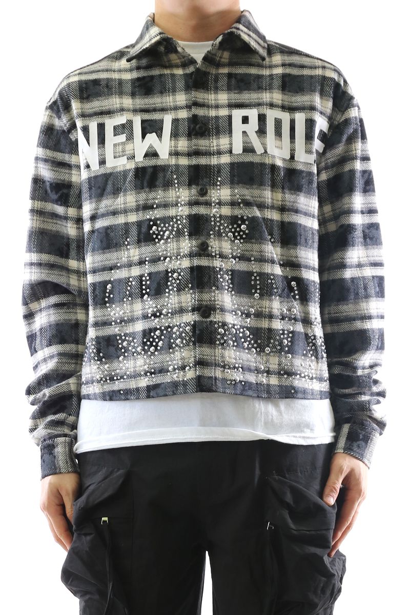 Kleep Mens Cropped Long Sleeve Heavy Flannel Shircket (Black) KW-5320