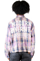 Kleep Mens Cropped Long Sleeve Heavy Flannel Shircket (Lavender) KW-5320 - FRESH N FITTED