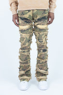 Roar Denim 'Rip & Fray' Stacked Flare Denim (Camo) G52-638