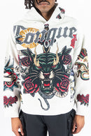 Rebel Minds Conquer rhinestone tapestry hoodie cream 152-354 front vie
