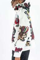 Rebel Minds Conquer Rhinestone Tapestry Hoodie (Cream) – 152-354