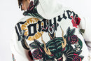 Rebel Minds Conquer rhinestone tapestry hoodie cream 152-354 back view