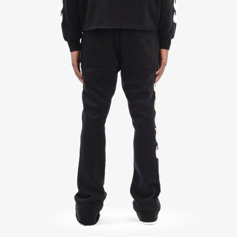 Copper Rivet 'Flame' Stacked Sweat Pants (Black) 511536