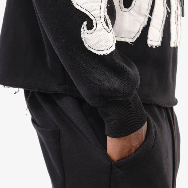 Copper Rivet 'Saint' Cropped Hoodie (Black) 531082