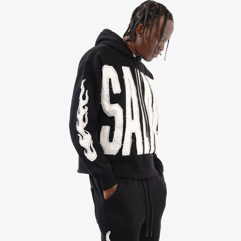 Copper Rivet 'Saint' Cropped Hoodie (Black) 531082