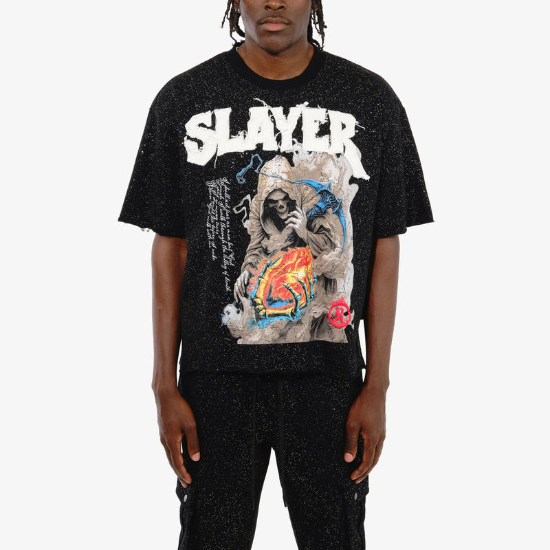 VOYAGE STUDIO 'Slayer' Cropped T-Shirt (Black) 53T02