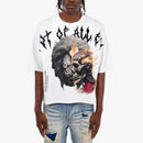 VOYAGE STUDIO 'Root Of All Evil' Cropped Rhinestone T-Shirt (White) 51T15