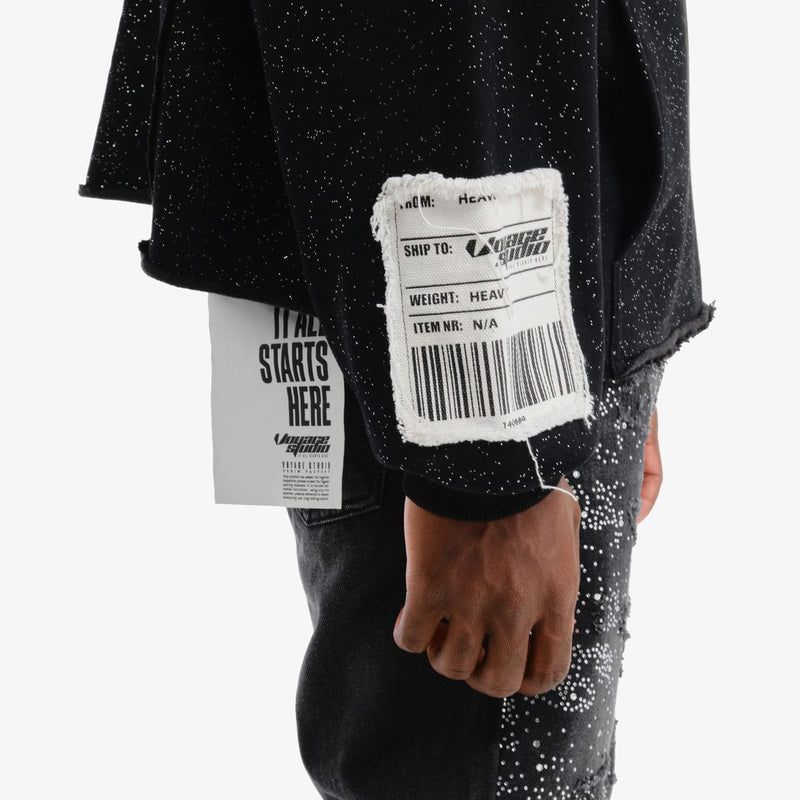 VOYAGE STUDIO 'God Bless The Real' Cropped Hoodie (Black) 53J13