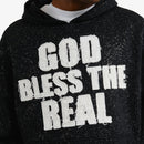 VOYAGE STUDIO 'God Bless The Real' Cropped Hoodie (Black) 53J13