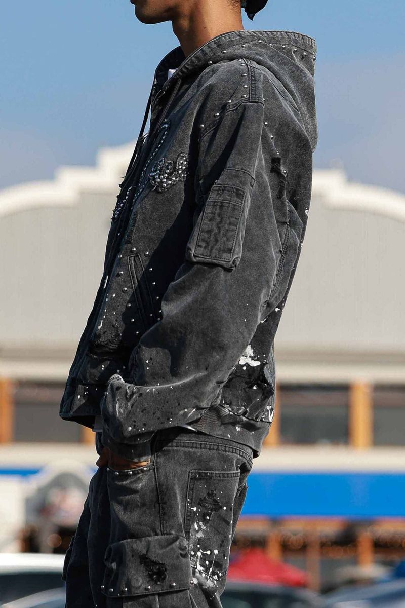 First Row 'Stud Logo' Hood Jacket (Black) FRJ2131A