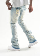 Taker 'Multi Rips' Stack Denim (Lt. Blue) T4120