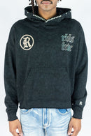 Rebel Denim Sinner black rhinestone cropped hoodie 652-365” front