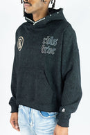 Rebel Denim Sinner black rhinestone cropped hoodie 652-365” left