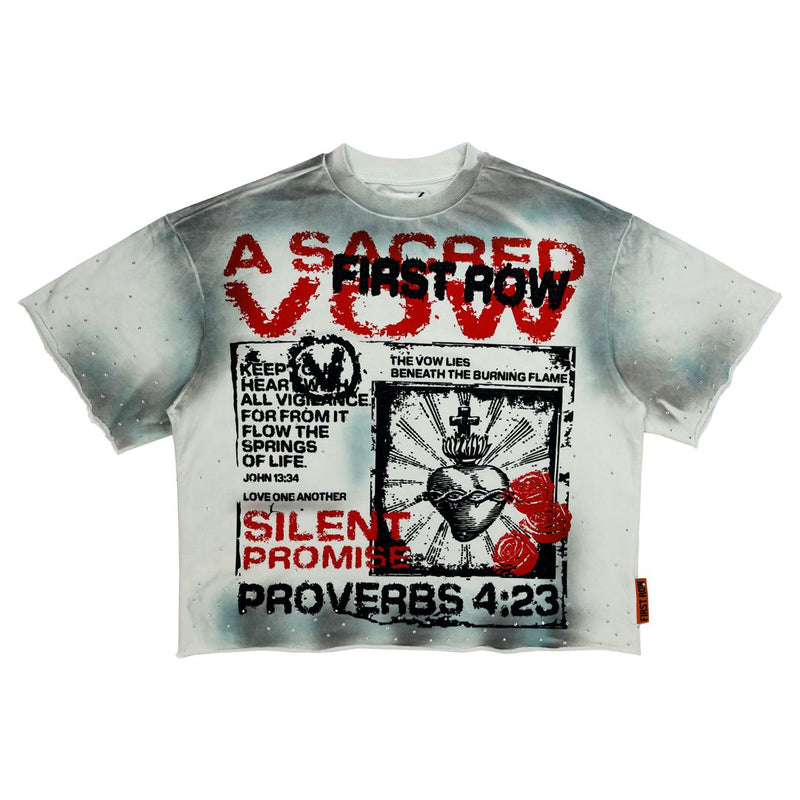 First Row ‘A Sacred Vow Hidden Thurible' Cropped T-Shirt (Ecru) FRM3036A