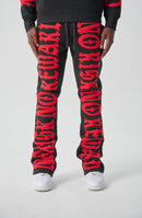 Spark 'No Risk No Reward' Fleece Stacked Sweatpants (Black/Red) S5301