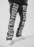 Spark 'No Risk No Reward' Fleece Stacked Sweatpants (Black/White) S5301