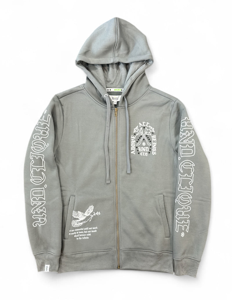 Highly Undrtd 'Above All' Rhinestone Zip-Up Hoodie (Grey) UF5604
