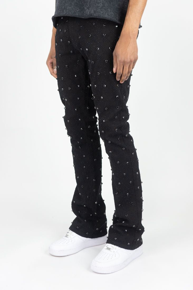 Rebel Denim 'Diamond' Stacked Flare Denim (Black) 652-630