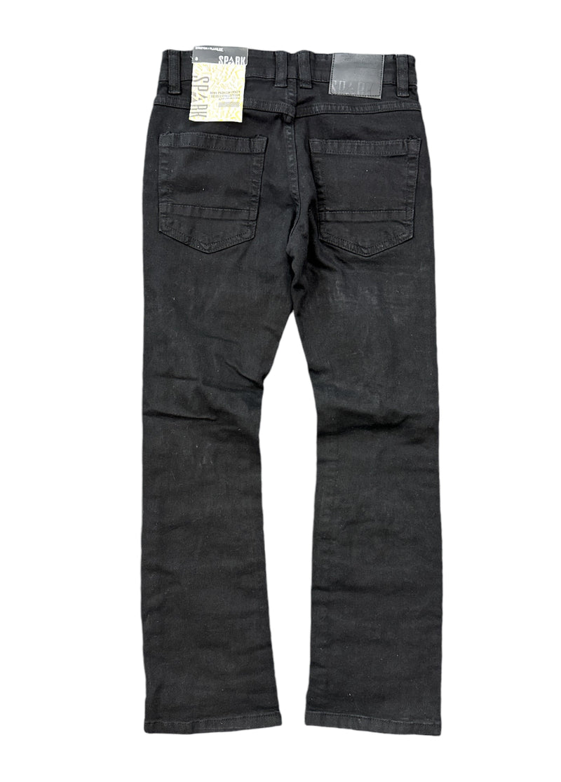 Spark Kids 'Rip & Repair' Stack Denim (Jet Black) K3016