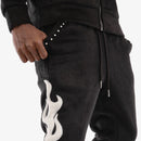 Copper Rivet 'Saints' Mohair Pearl Stacked Sweat Pants (Black) 531581 - FRESH N FITTED