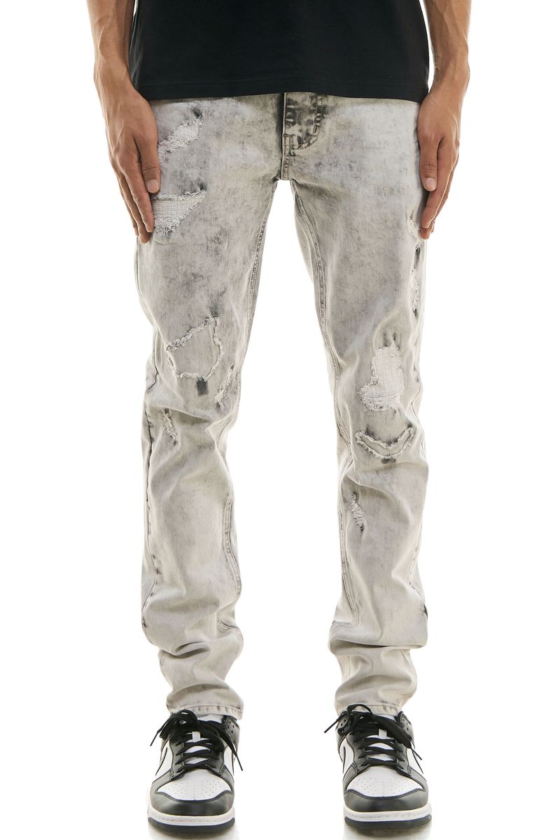 KDNK ‘Rip & Repair’ Skinny Denim (Grey) KND4693