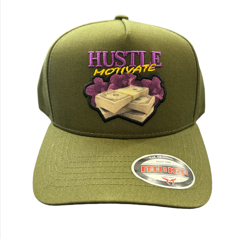 Muka 'Hustle Motivate' Snapback Hat (Olive) S4430