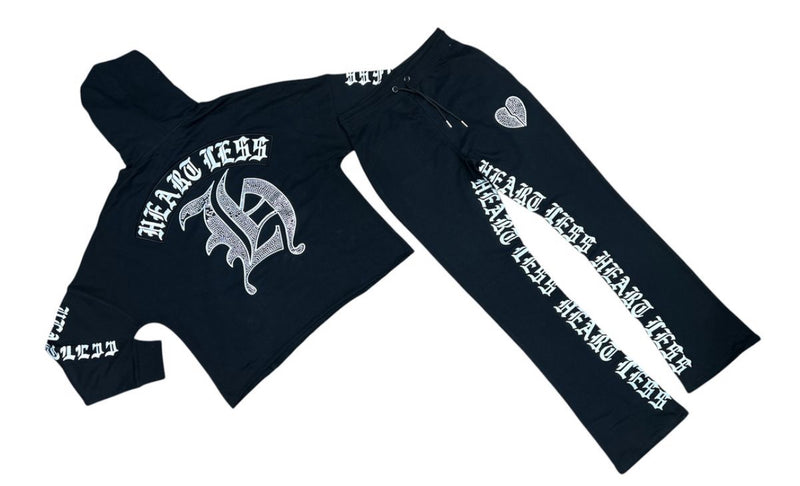 Focus 'Heartless' Stacked Stone Sweatpants (Black)80559 - FRESH N FITTED