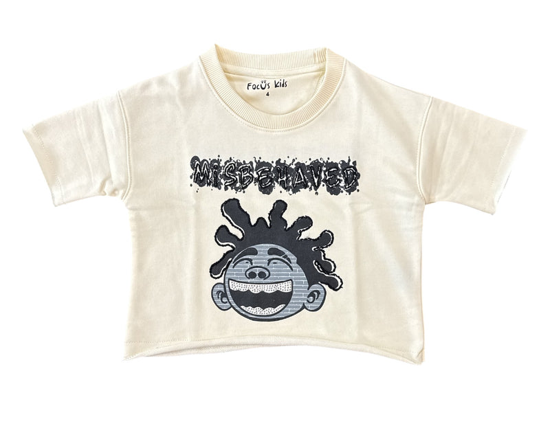 Focus Kids 'Misbehaved' Cropped T-Shirt (Ivory) 80699T/K