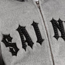 Copper Rivet 'Saints' Mohair Pearl Embroidery Zip Hoodie (Gray) 531081 - FRESH N FITTED