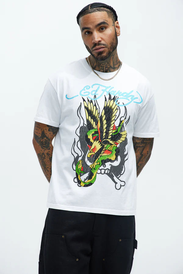 Ed Hardy 'Eagle Snake' T-Shirt (Vintage White) BAOM1102-6