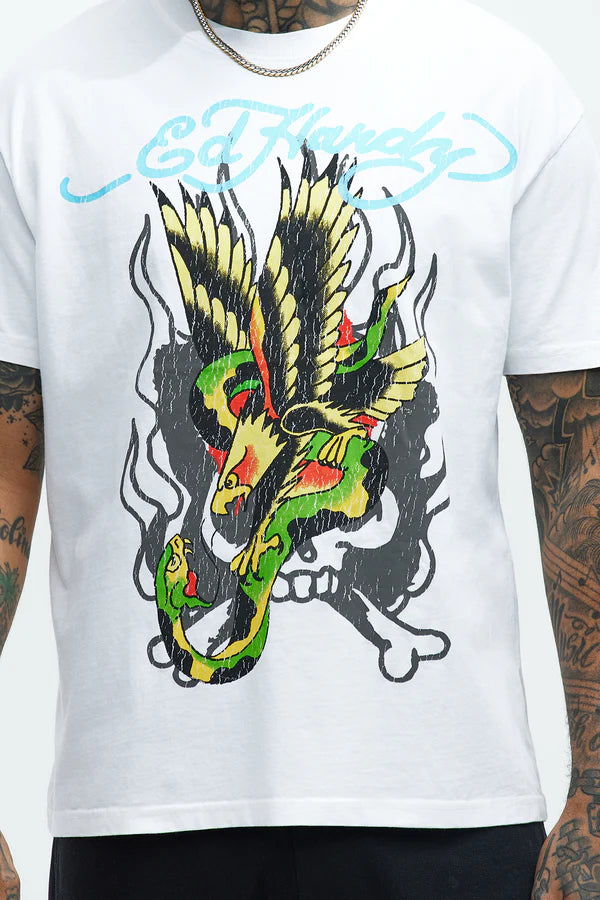 Ed Hardy 'Eagle Snake' T-Shirt (Vintage White) BAOM1102-6