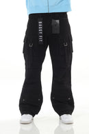 Stylo black buckled baggy cargo denim black VTR-3 front view