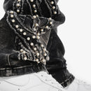 VOYAGE STUDIO 'PEARL' Flare Embroidery Denim (Washed Black) 53P26