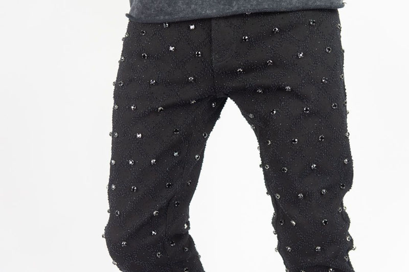 Rebel Denim 'Diamond' Stacked Flare Denim (Black) 652-630