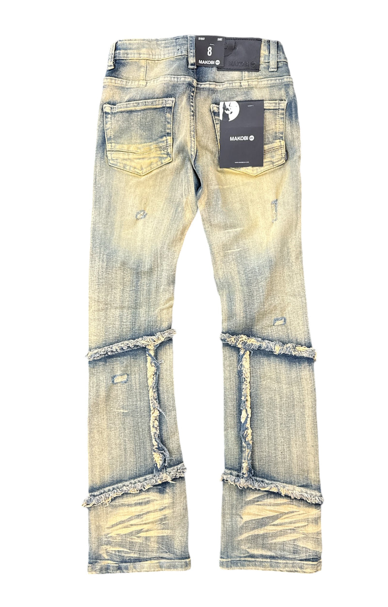 Makobi Kids "Giannos" Stacked Denim (Dirt Wash) B1997