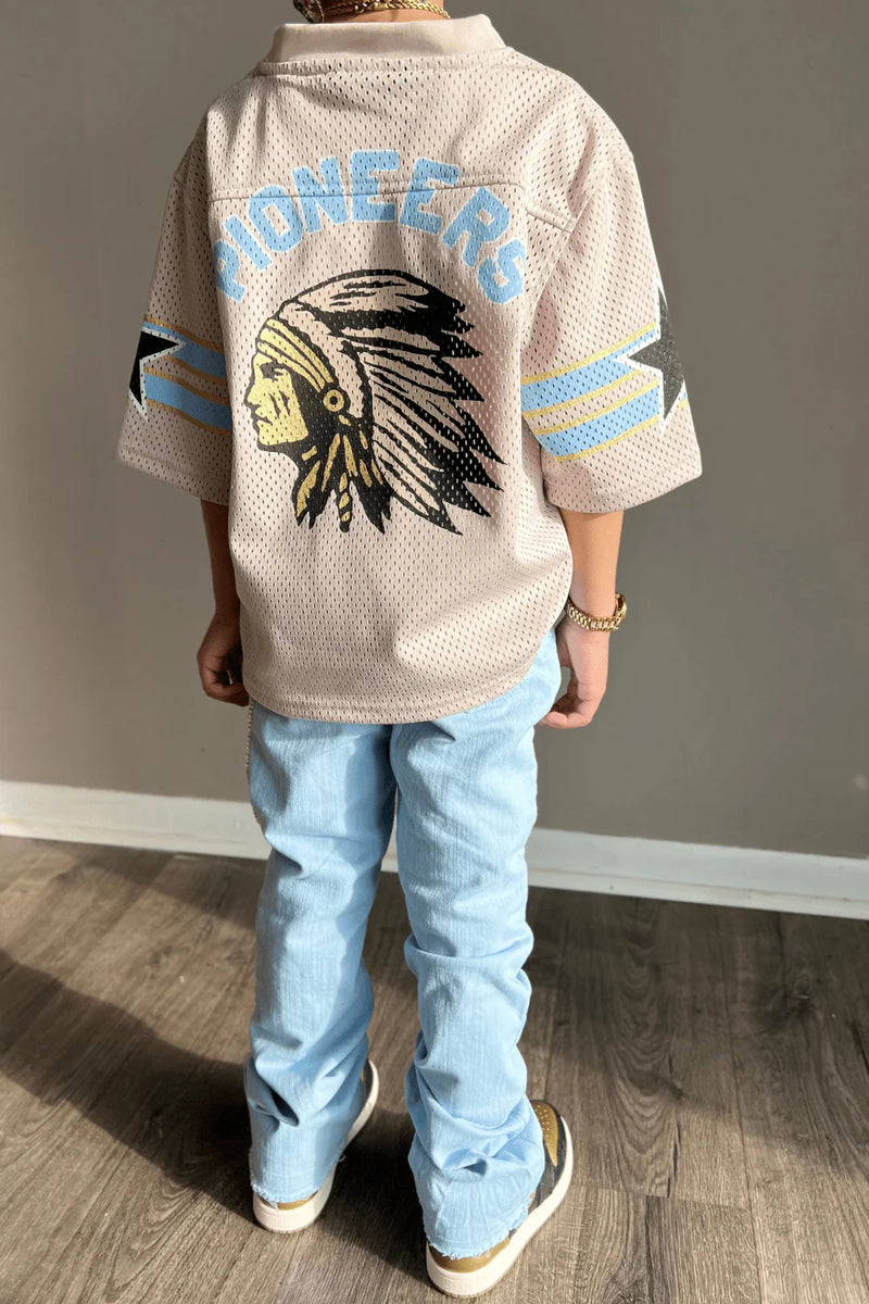 Jordan Craig Kids "Pioneer" Football Jersey (Cream) 8474K - FRESH N FITTED