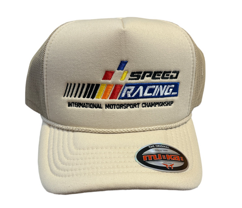 Muka 'Speed Racing' Trucker Hat (Oatmeal) TN5302A - FRESH N FITTED-2 INC