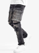 Copper Rivet 'Rip & Repair' Cargo Denim (Black Sand) 533003