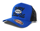 MUKA They Not Like Us trucker hat royal blue black T5531