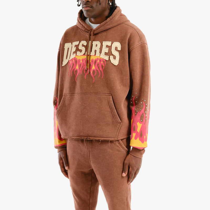 Copper Rivet 'Desires' Cropped Hoodie (Brown) 531076