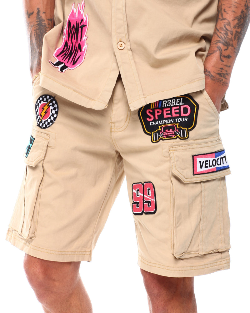 Rebel Minds 'Patch Twill' Cargo Shorts (Sand) 631-971 - Fresh N Fitted Inc
