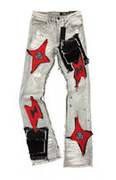 C’est La Vie pocket stacked flare denim grey CV1010 front view