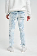 Spark ‘Rip & Repair’ Slim Fit Stretch Denim (Bleach Blue) S4405